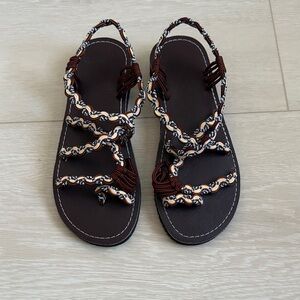 3/$10 Brown Cream Braided Women's Sandals
